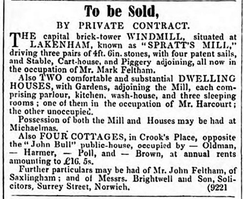 Newspaper sale ad 1855