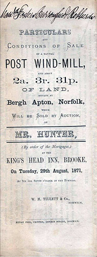 Bergh Apton postmill sale Aug1871