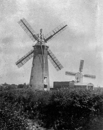 Towermill in foreground; Pye's postmill behind - c.1890