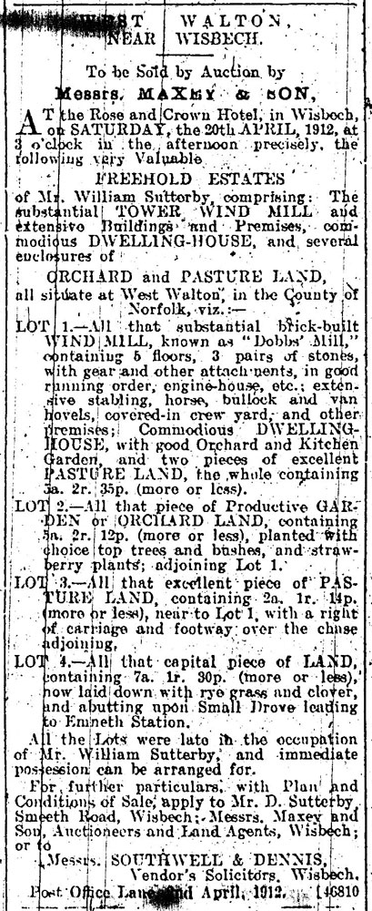Lynn Advertiser - 12th April 1912