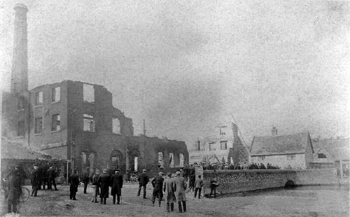 Mill remains after the fire on 31st March 1908