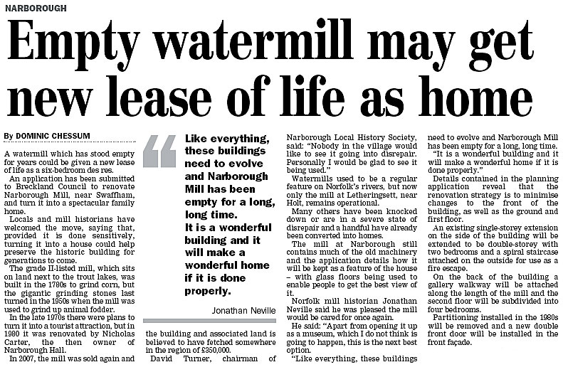 Eastern Daily Press article - 19th August 2009