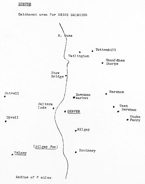 Mill catchment area for grist grinding - drawn by Harry Apling