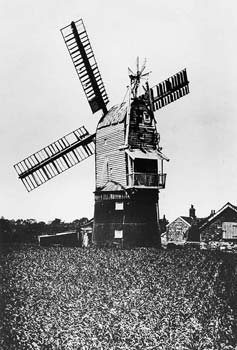 Hingham postmill at Banham in 1932 