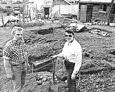 Terry & Mary King excavating the mill foundations - April 1989