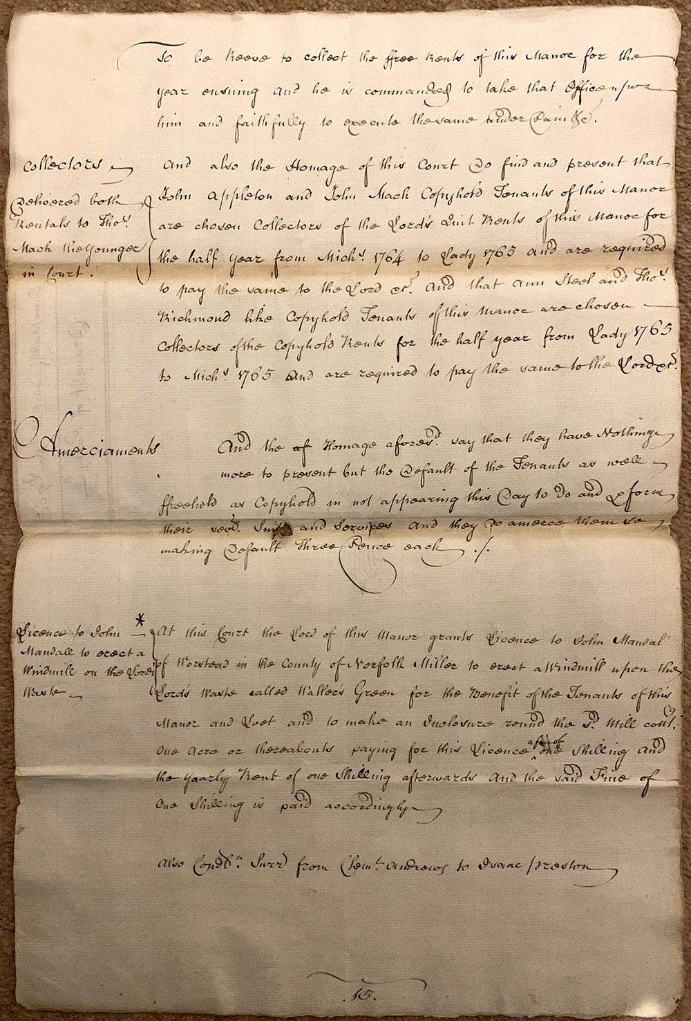 Tunstead Court Minutes 1765