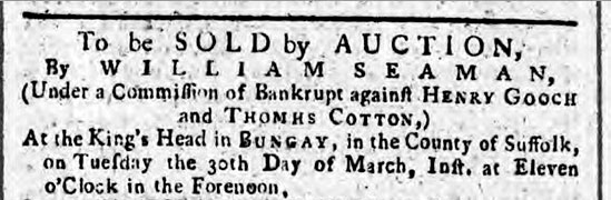 Auction advert 1784