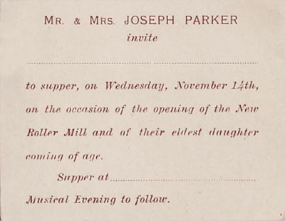 Roller mill invitation November 1906
