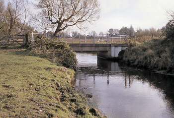 Brickwork remains on the left bank October 1982