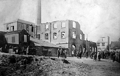 Mill remains after the fire on 31st March 1908