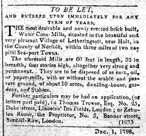 Norwich Mercury - 1st December 1798
