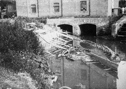 Bank reconstruction below the mill - 1982