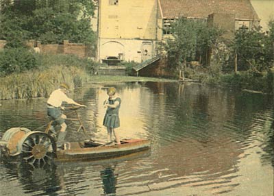 Eric Ketteringham and his cousin Lesley c.1927 on the mill dam